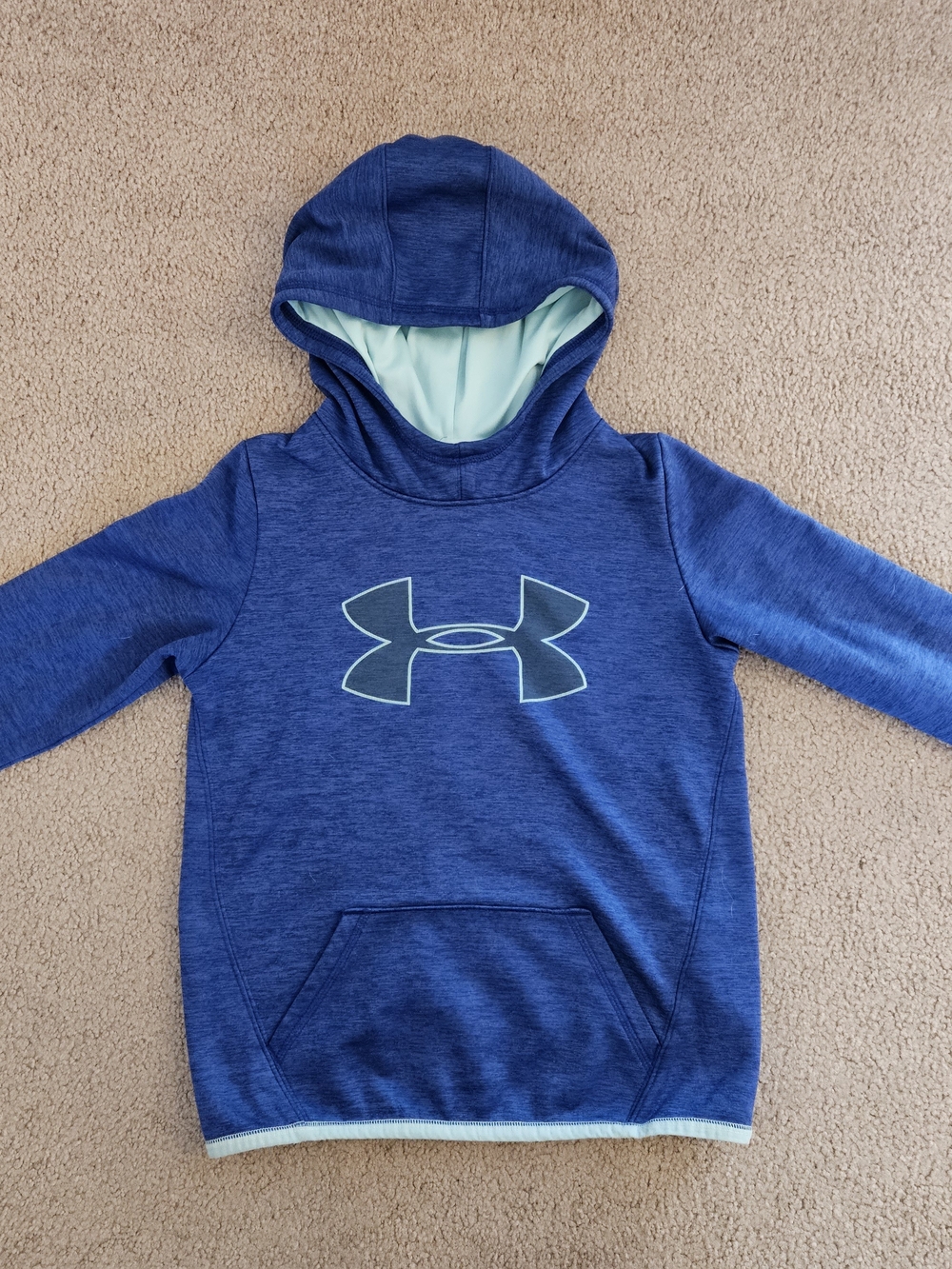 Under Armour Blue Kids' Hooded Pullover with Mint Lining